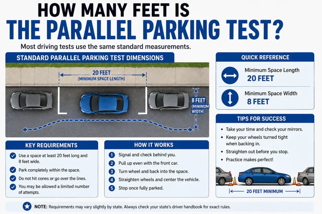 how many feet is the parallel parking test