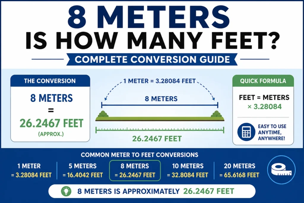 8 meters is how many feet