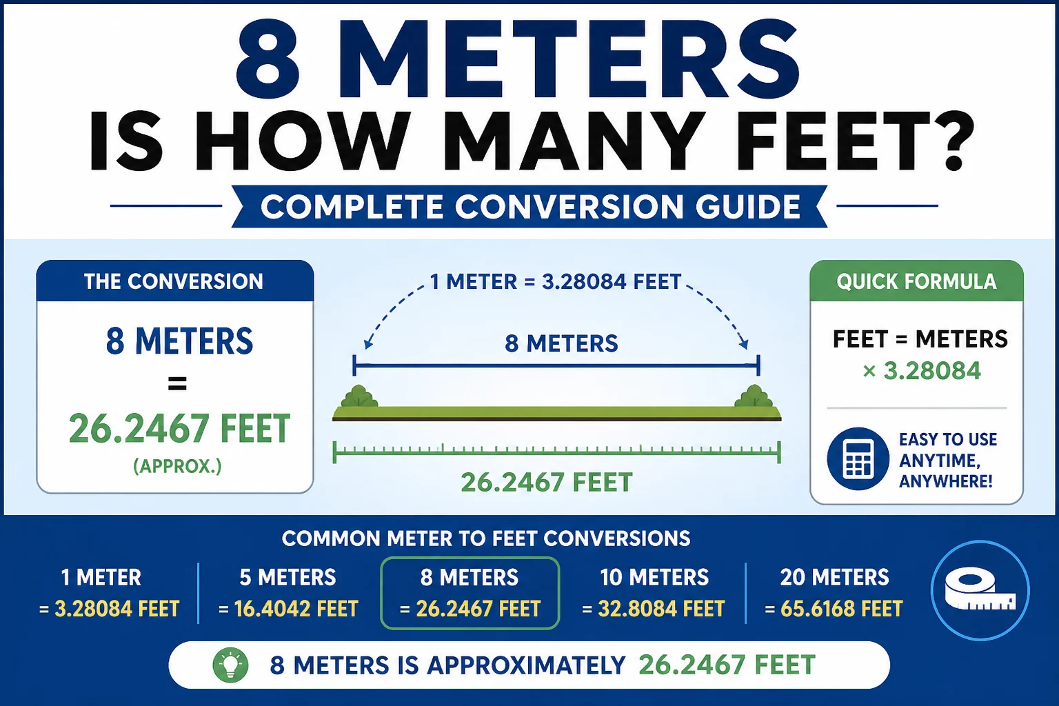 8 meters is how many feet