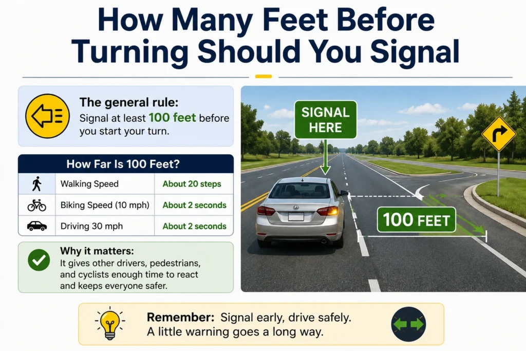 how many feet turn signal