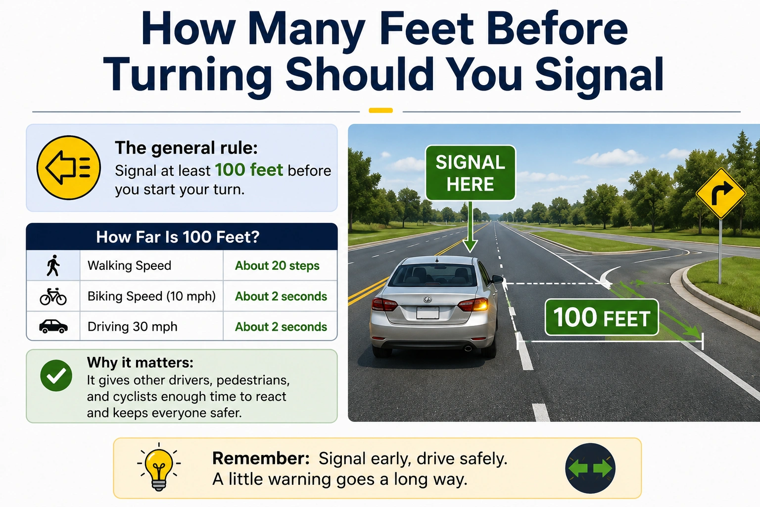 how many feet turn signal