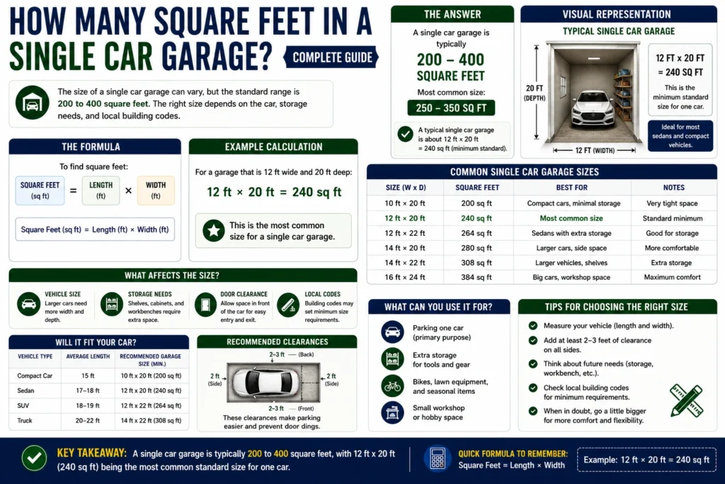 how many square feet in a single car garage