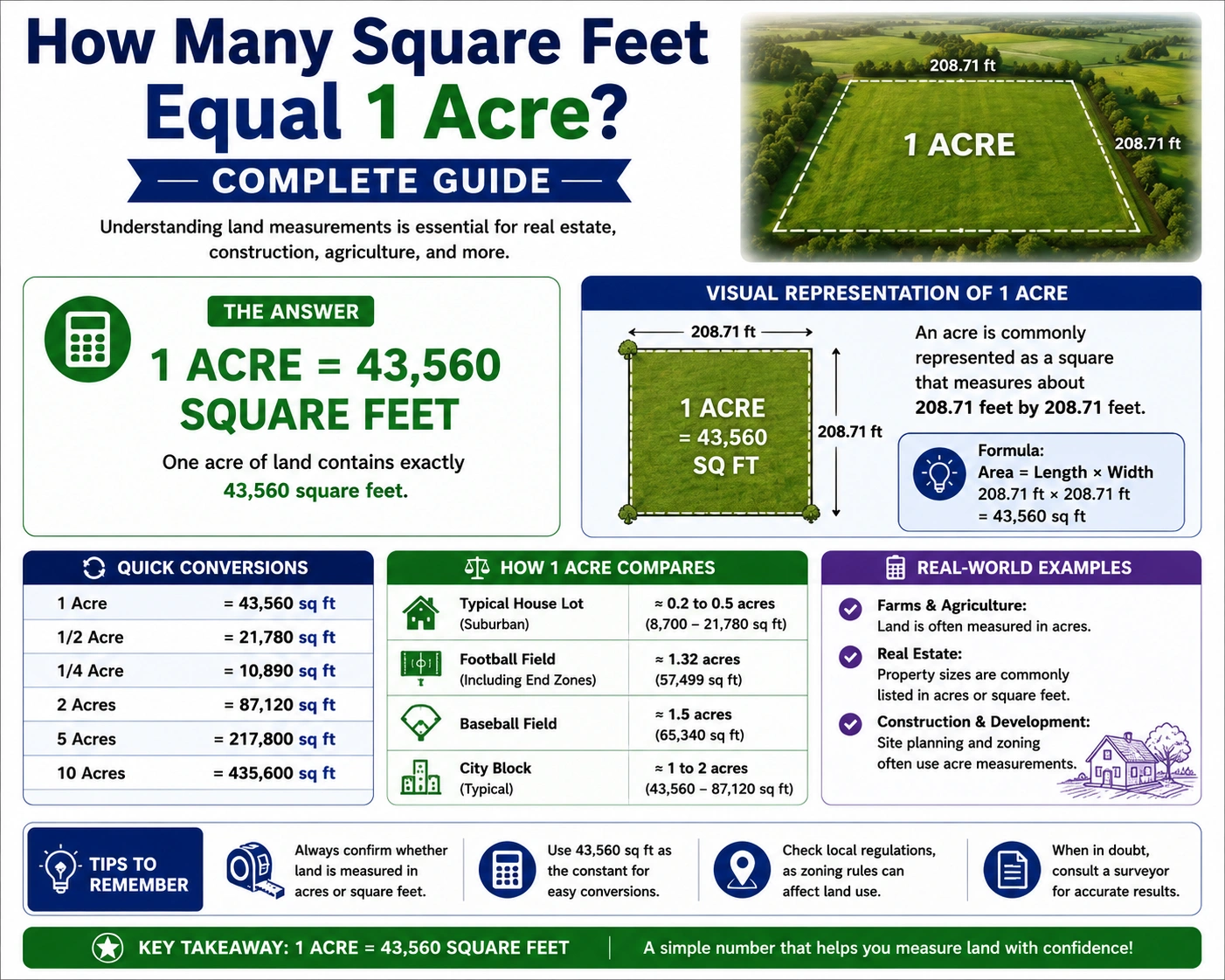 how many square feet equal 1 acre