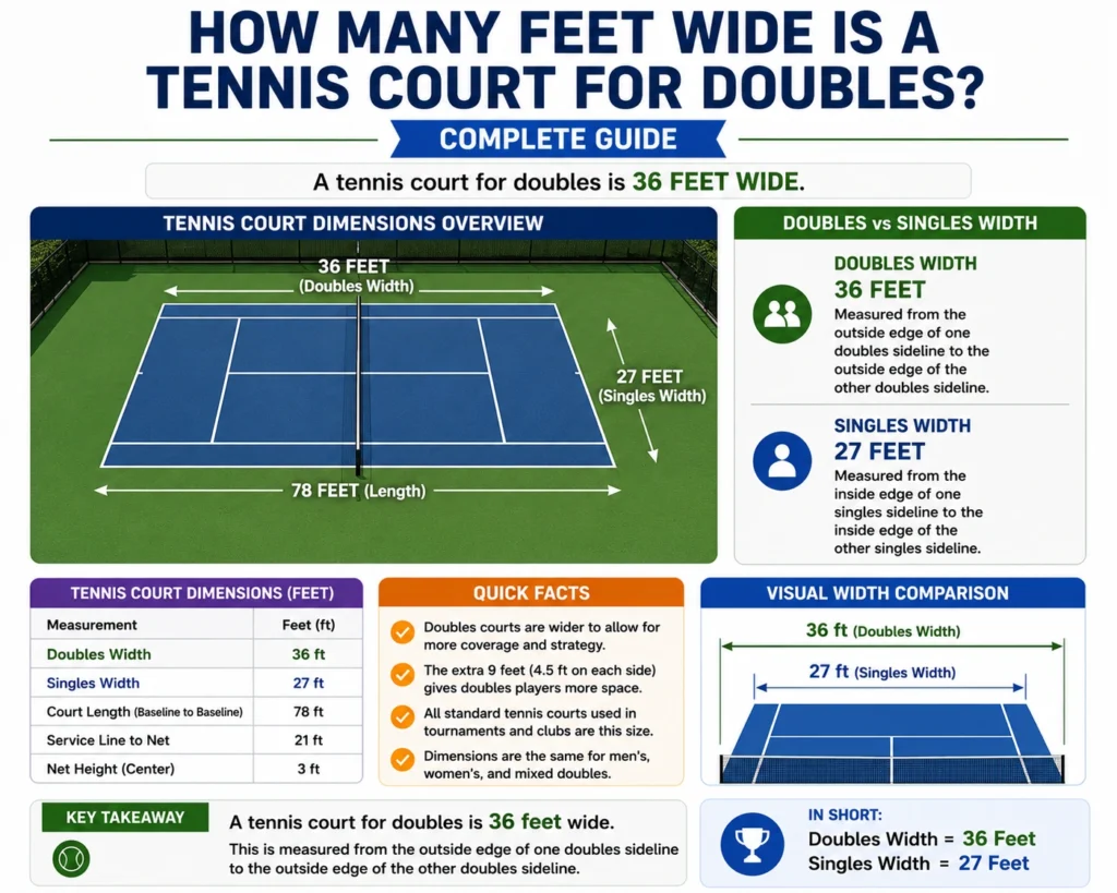 how many feet wide is a tennis court for doubles