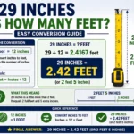 29 inches is how many feet