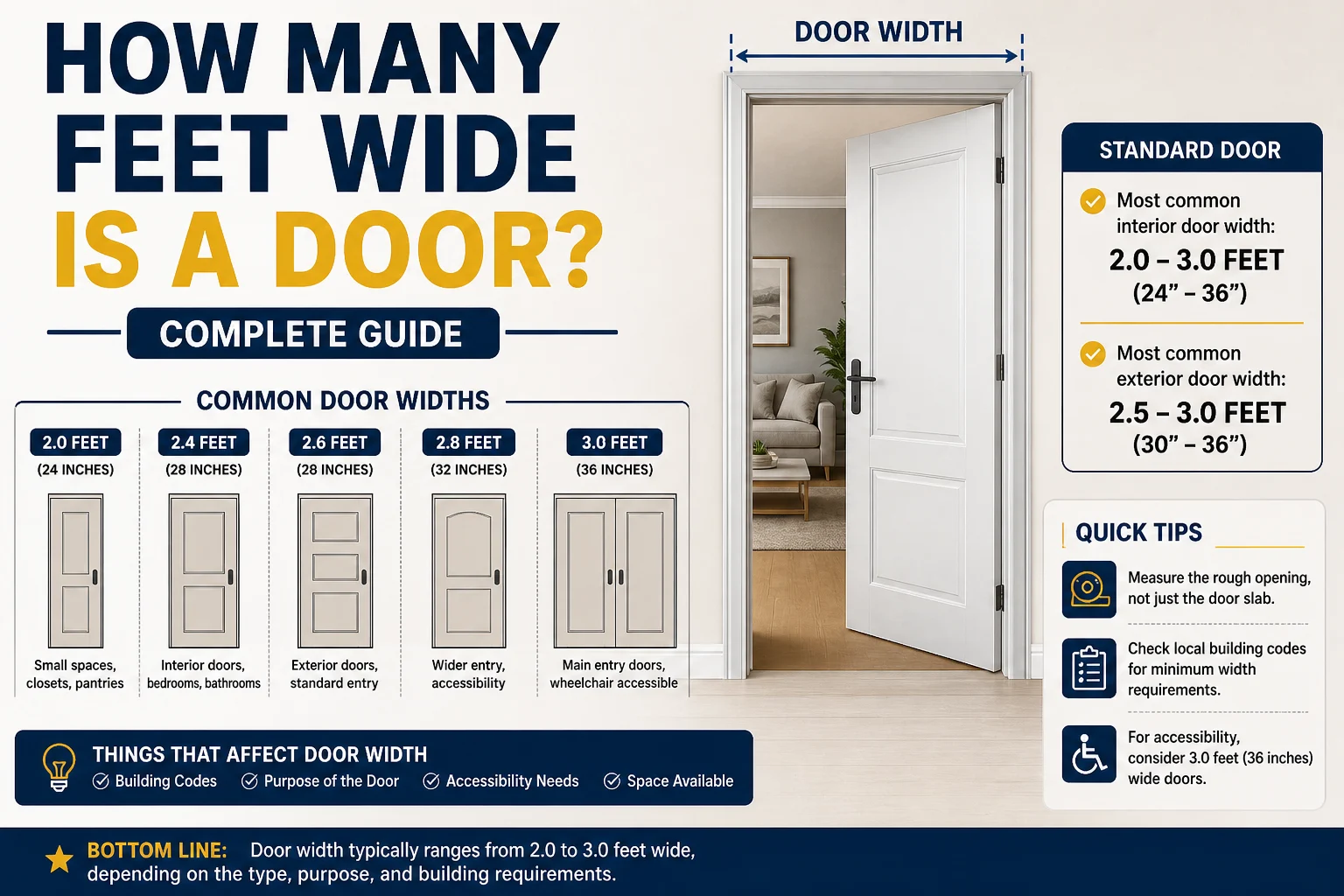 how many feet wide is a door