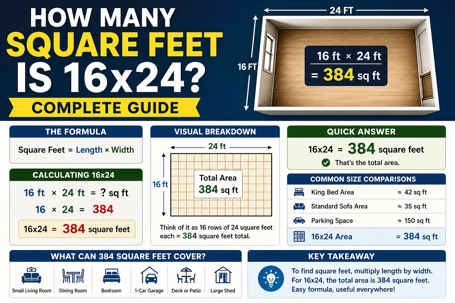 How Many Square Feet Is 16x24? Complete Guide