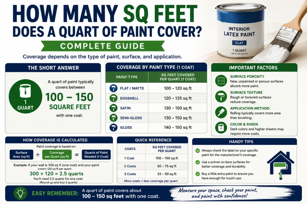 how many sq feet does a quart of paint cover