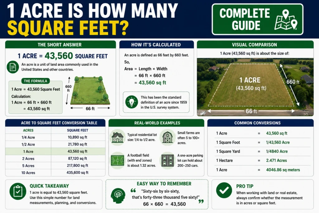 1 acres is how many square feet