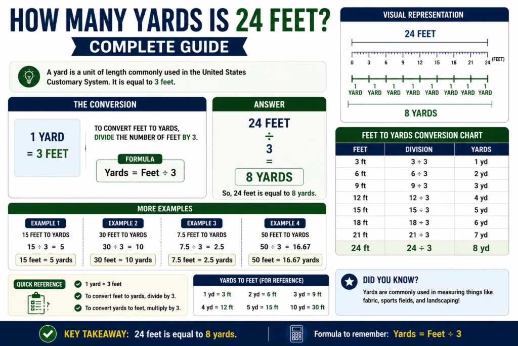 how many yards is 24 feet