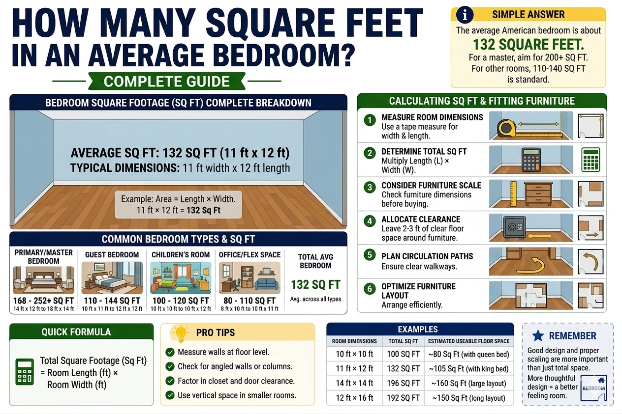 how many square feet in an average bedroom